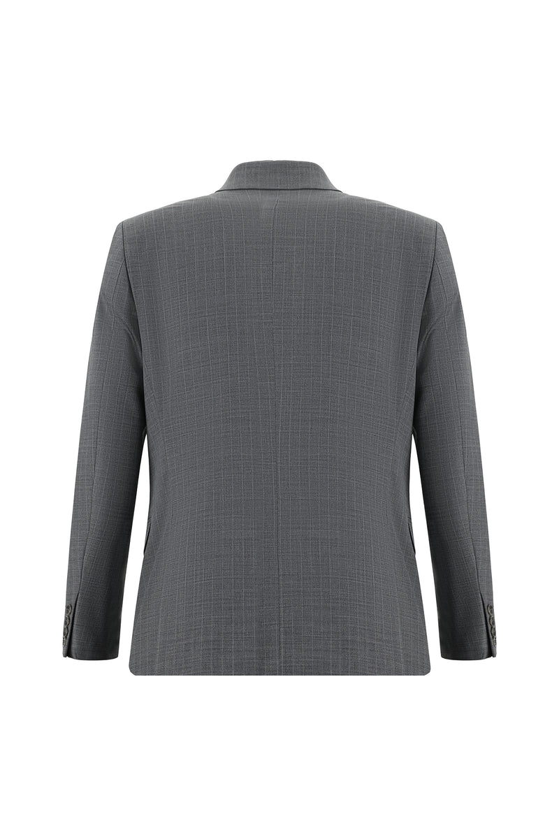 Orta Füme 7 Drop Slim Fit Dar Kesim Yünlü Kruvaze Çizgili Tak?m Elbise-Abdullah Ki??l?