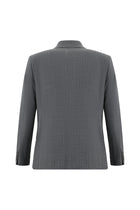 Orta Füme Slim Fit Dar Kesim Yünlü Kruvaze Çizgili Takım Elbise