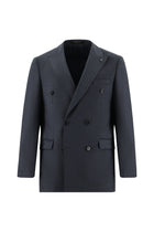 Koyu Lacivert 7 Drop Slim Fit Dar Kesim Yünlü Kruvaze Çizgili Tak?m Elbise-Abdullah Ki??l?