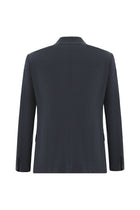 Koyu Lacivert Slim Fit Dar Kesim Yünlü Kruvaze Çizgili Takım Elbise