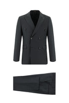 Koyu Antrasit Regular Fit Yünlü Kruvaze Çizgili Takım Elbise