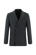 Koyu Antrasit Regular Fit Yünlü Kruvaze Çizgili Takım Elbise