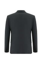 Koyu Antrasit Regular Fit Yünlü Kruvaze Çizgili Takım Elbise