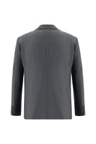 Orta Füme 7 Drop Slim Fit Dar Kesim Yünlü Kruvaze Çizgili Tak?m Elbise-Abdullah Ki??l?