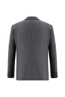 Orta Füme 7 Drop Slim Fit Dar Kesim Yünlü Kruvaze Çizgili Tak?m Elbise-Abdullah Ki??l?