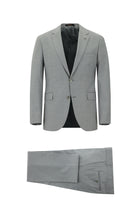 Orta Gri 7 Drop Slim Fit Dar Kesim Yünlü Çizgili Tak?m Elbise-Abdullah Ki??l?