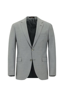 Orta Gri Regular Fit Yünlü Klasik Çizgili Takım Elbise