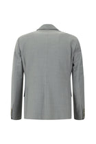 Orta Gri 7 Drop Slim Fit Dar Kesim Yünlü Çizgili Tak?m Elbise-Abdullah Ki??l?