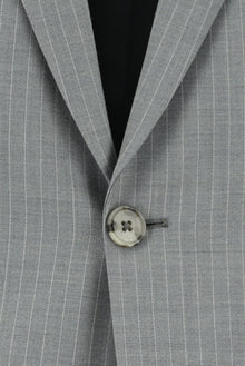 Orta Gri 7 Drop Slim Fit Dar Kesim Yünlü Çizgili Tak?m Elbise-Abdullah Ki??l?