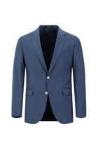 Orta Lacivert 7 Drop Slim Fit Dar Kesim Yünlü Çizgili Tak?m Elbise-Abdullah Ki??l?