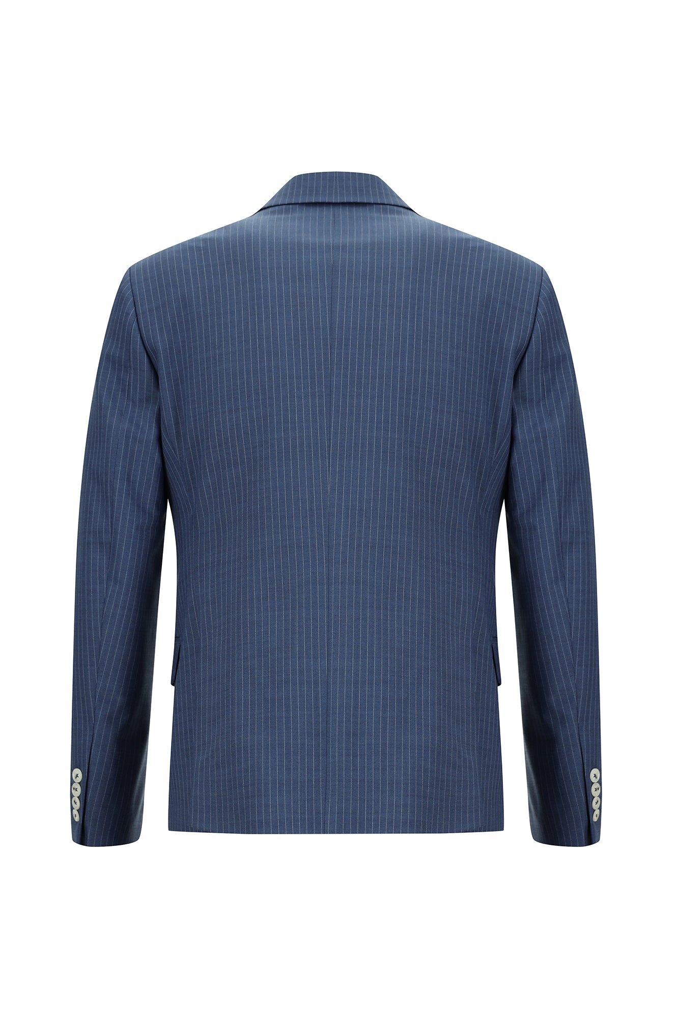 Orta Lacivert Regular Fit Yünlü Klasik Çizgili Takım Elbise