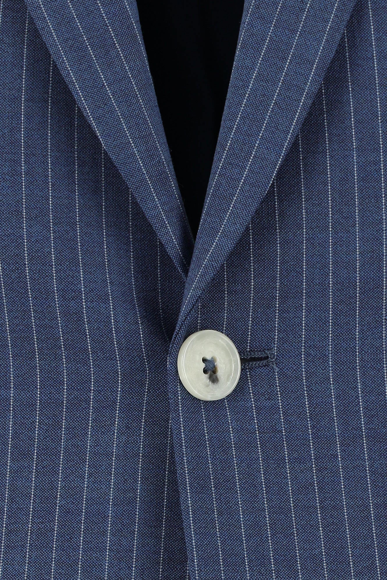 Orta Lacivert Slim Fit Dar Kesim Yünlü Klasik Çizgili Takım Elbise