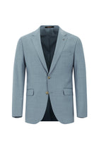 Açık Mavi Slim Fit Dar Kesim Yünlü Klasik Çizgili Takım Elbise