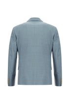 Aç?k Mavi 7 Drop Slim Fit Dar Kesim Yünlü Çizgili Tak?m Elbise-Abdullah Ki??l?