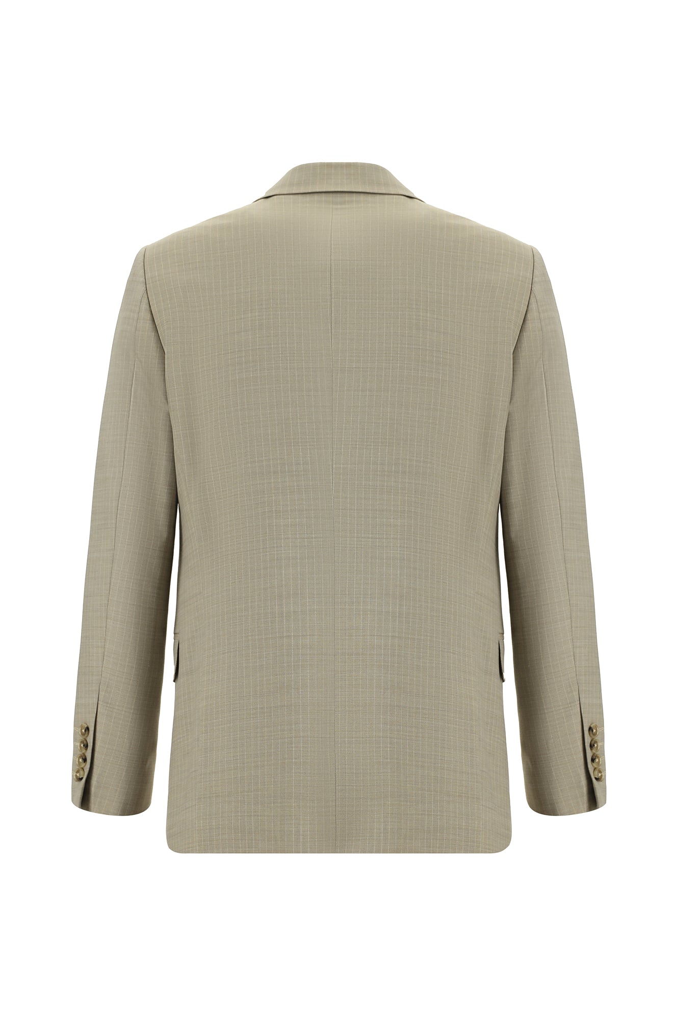 Açık Vizon Slim Fit Dar Kesim Yünlü Klasik Çizgili Takım Elbise