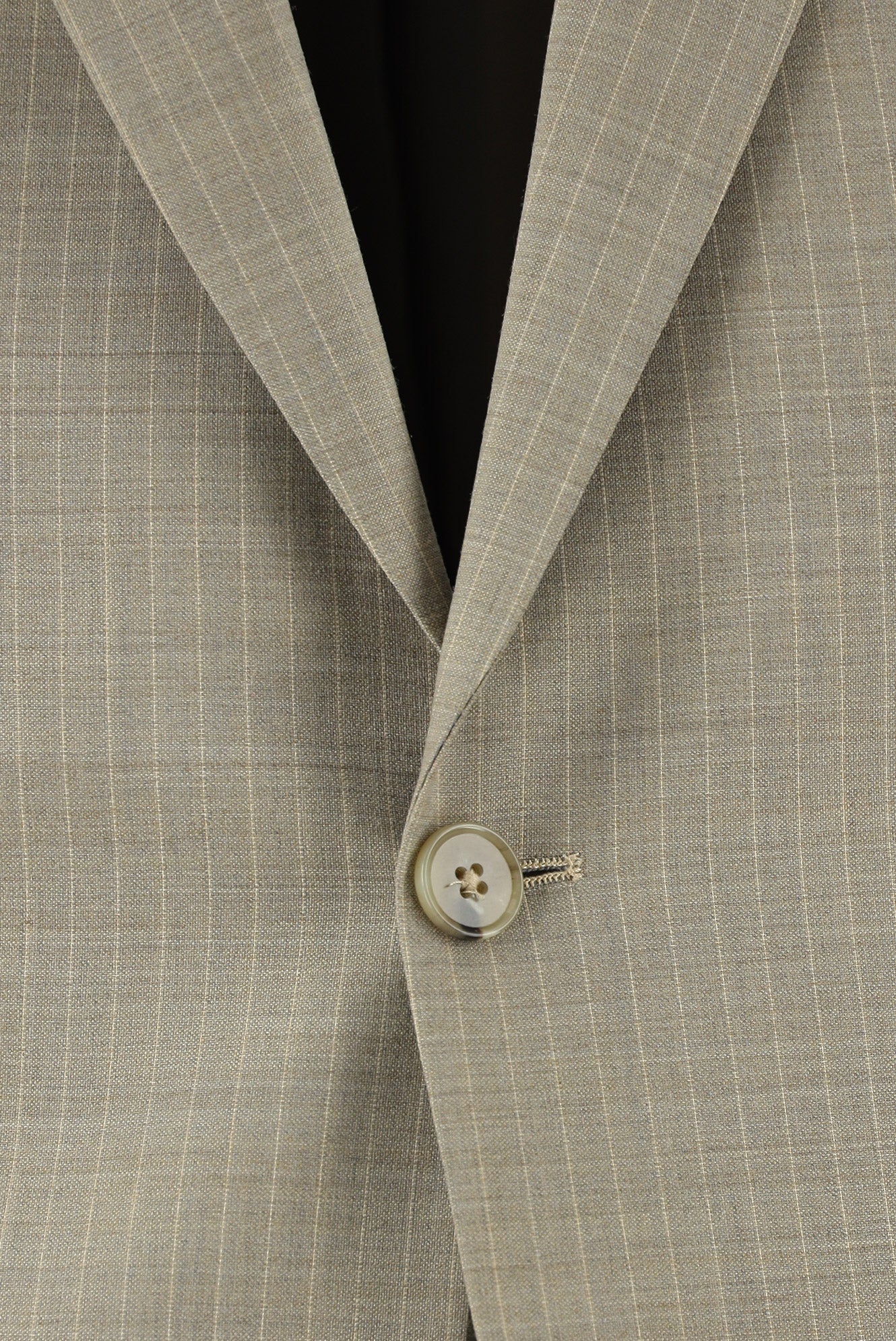 Açık Vizon Slim Fit Dar Kesim Yünlü Klasik Çizgili Takım Elbise