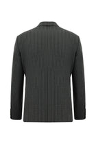 Koyu Füme Slim Fit Dar Kesim Yünlü Çizgili Kruvaze Takım Elbise
