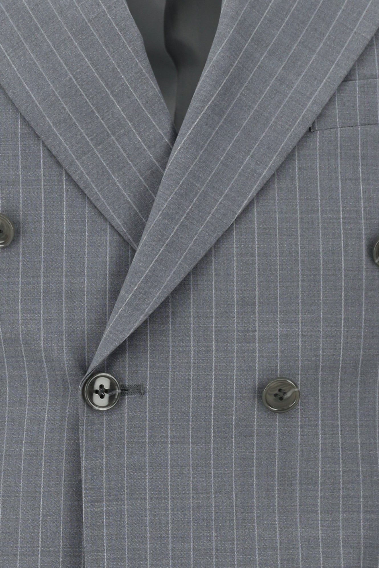 Orta Füme Slim Fit Dar Kesim Yünlü Çizgili Kruvaze Takım Elbise