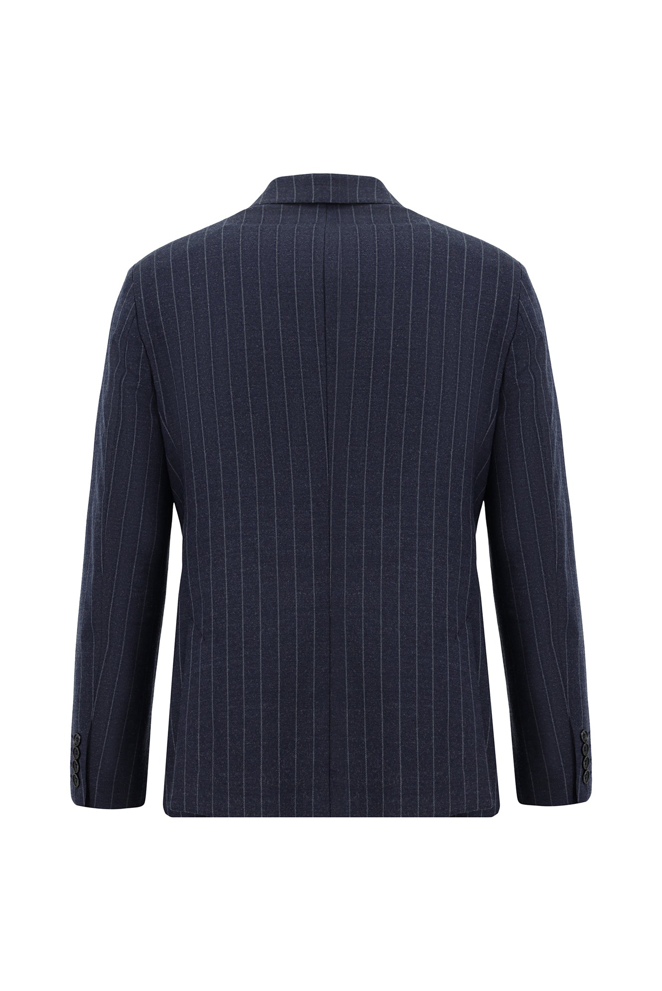 Koyu Lacivert Super Slim Fit Ekstra Dar Kesim Yünlü Çizgili Kruvaze Takım Elbise