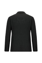 Koyu Antrasit Super Slim Fit Ekstra Dar Kesim Yünlü Çizgili Kruvaze Takım Elbise