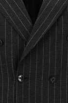 Koyu Antrasit Super Slim Fit Ekstra Dar Kesim Yünlü Çizgili Kruvaze Takım Elbise