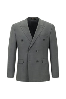 Açık Füme Regular Fit Yünlü Çizgili Kruvaze Takım Elbise