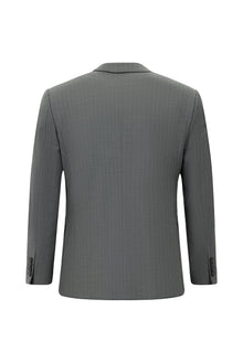 Aç?k Füme 7 Drop Slim Fit Dar Kesim Yünlü Çizgili Kruvaze Tak?m Elbise-Abdullah Ki??l?