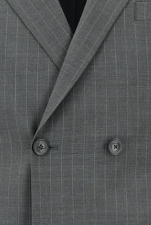 Aç?k Füme 7 Drop Slim Fit Dar Kesim Yünlü Çizgili Kruvaze Tak?m Elbise-Abdullah Ki??l?