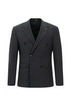 Orta Füme Slim Fit Dar Kesim Yünlü Çizgili Kruvaze Takım Elbise