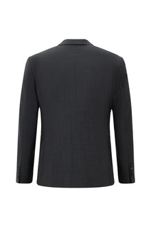 Orta Füme 7 Drop Slim Fit Dar Kesim Yünlü Çizgili Kruvaze Tak?m Elbise-Abdullah Ki??l?