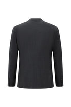 Orta Füme Slim Fit Dar Kesim Yünlü Çizgili Kruvaze Takım Elbise