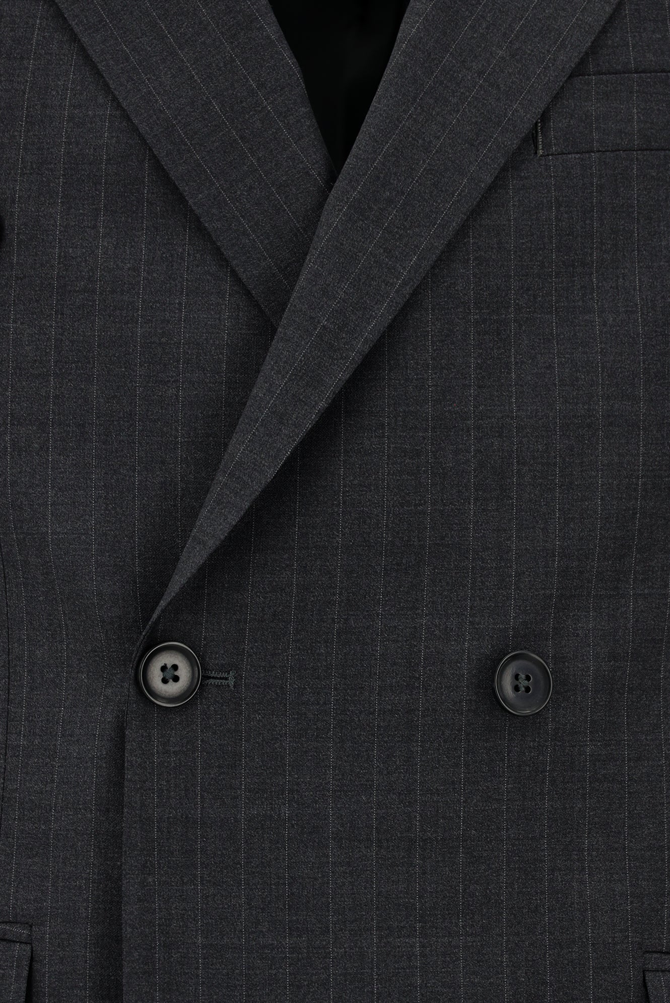 Orta Füme Slim Fit Dar Kesim Yünlü Çizgili Kruvaze Takım Elbise