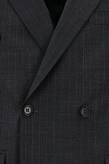 Orta Füme 7 Drop Slim Fit Dar Kesim Yünlü Çizgili Kruvaze Tak?m Elbise-Abdullah Ki??l?