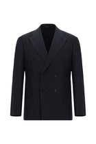 Koyu Lacivert Regular Fit Yünlü Çizgili Kruvaze Takım Elbise