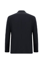 Koyu Lacivert Regular Fit Yünlü Çizgili Kruvaze Takım Elbise