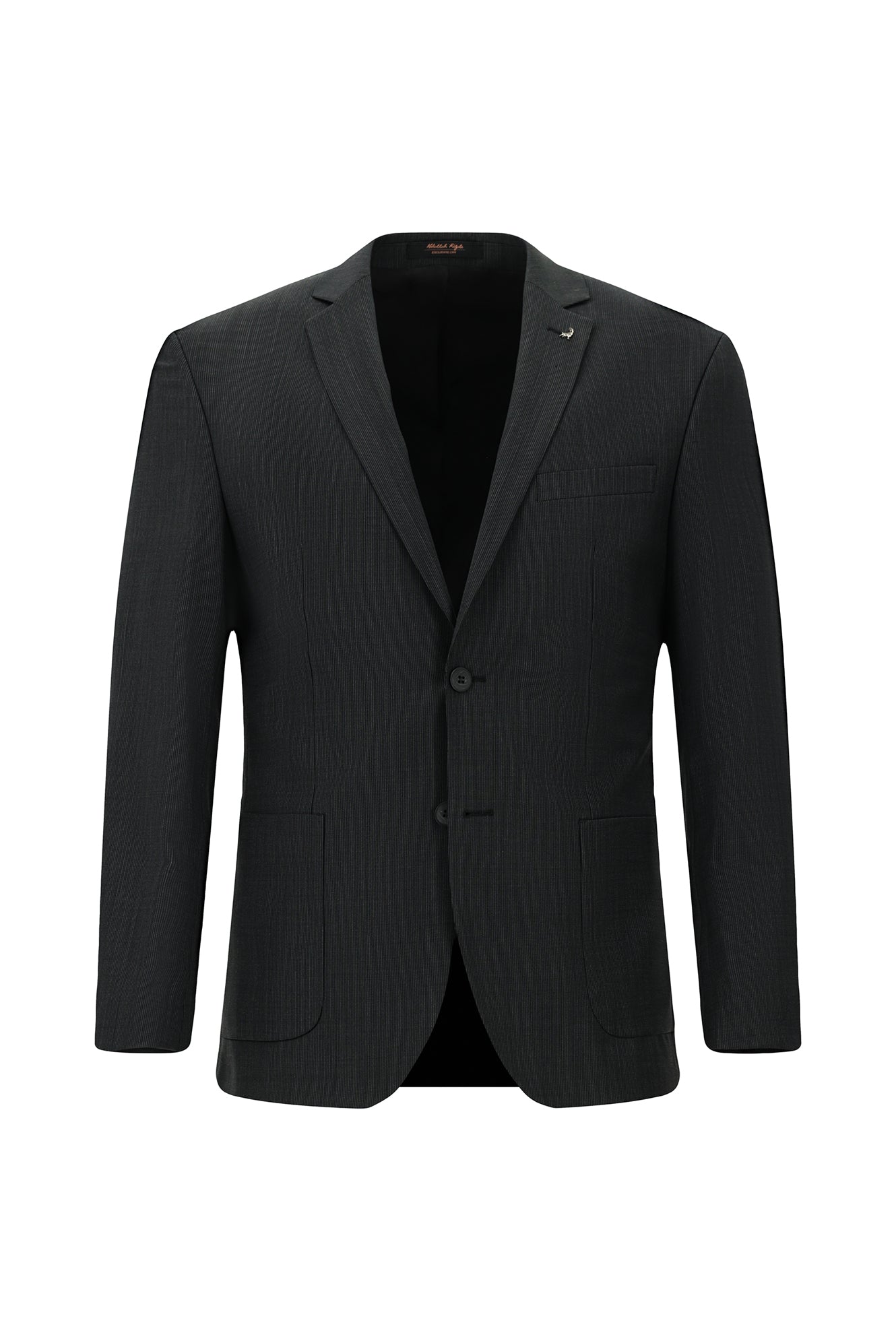 Siyah Super Slim Fit Ekstra Dar Kesim Desenli Yünlü Takım Elbise