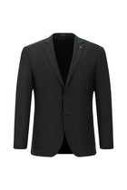 Siyah Super Slim Fit Ekstra Dar Kesim Desenli Yünlü Takım Elbise