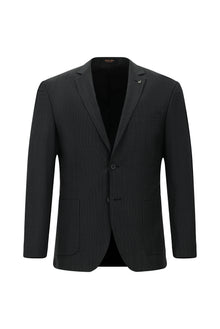 Siyah Super Slim Fit Ekstra Dar Kesim Desenli Yünlü Takım Elbise