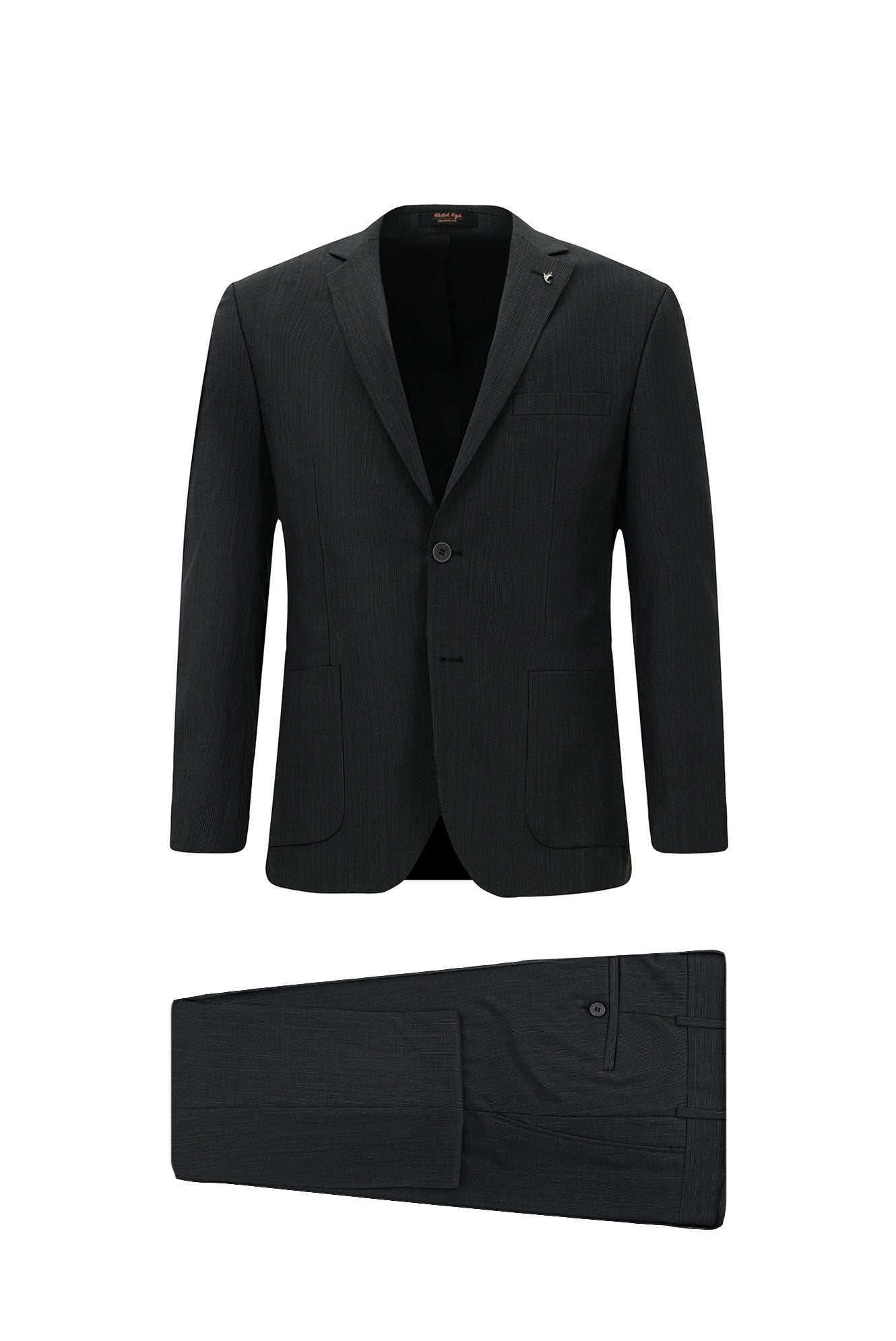 Siyah 7 Drop Super Slim Fit Eksra Dar Kesim Desenli Yünlü Tak?m Elbise-Abdullah Ki??l?
