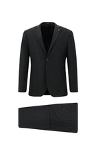 Siyah 7 Drop Super Slim Fit Eksra Dar Kesim Desenli Yünlü Tak?m Elbise-Abdullah Ki??l?