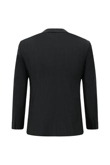 Siyah Super Slim Fit Ekstra Dar Kesim Desenli Yünlü Takım Elbise