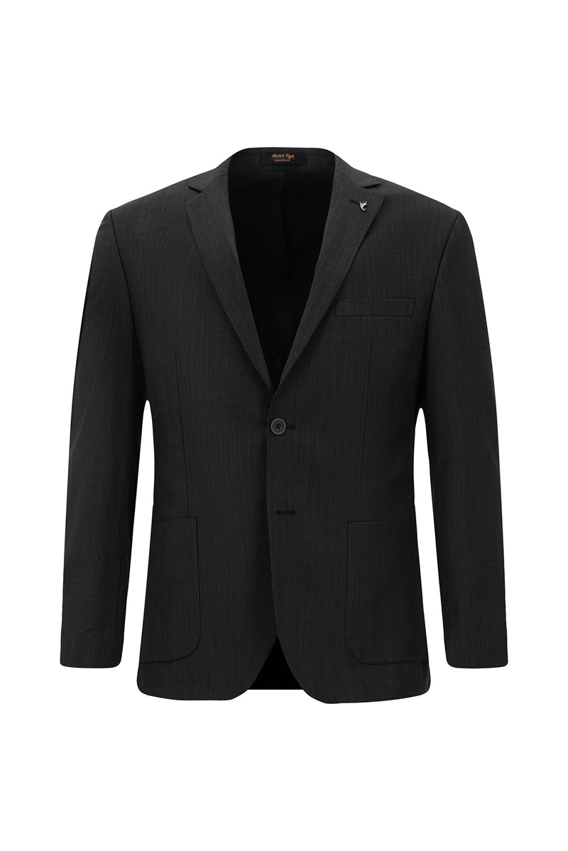 Siyah Super Slim Fit Ekstra Dar Kesim Desenli Yünlü Takım Elbise