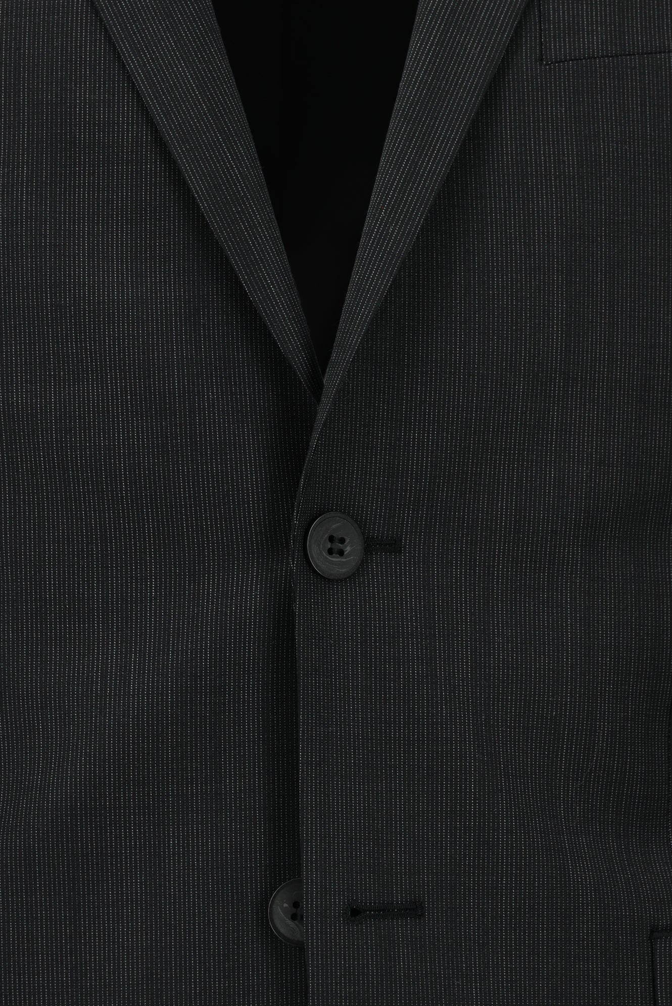 Siyah Super Slim Fit Ekstra Dar Kesim Desenli Yünlü Takım Elbise