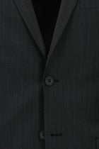 Siyah Super Slim Fit Ekstra Dar Kesim Desenli Yünlü Takım Elbise