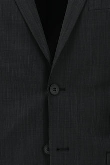 Siyah Super Slim Fit Ekstra Dar Kesim Desenli Yünlü Takım Elbise