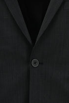 Siyah Super Slim Fit Ekstra Dar Kesim Desenli Yünlü Takım Elbise