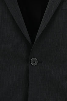 Siyah Super Slim Fit Ekstra Dar Kesim Desenli Yünlü Takım Elbise