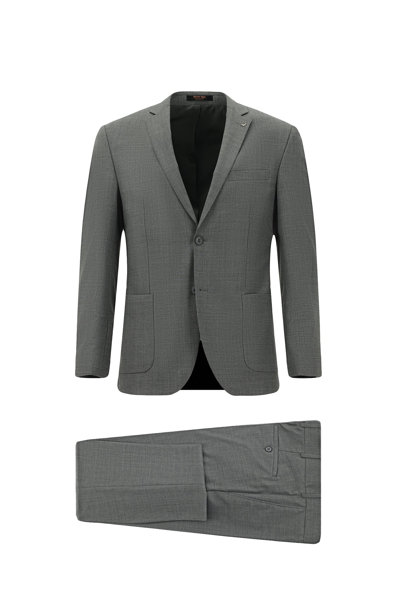 Orta Füme 7 Drop Super Slim Fit Eksra Dar Kesim Desenli Yünlü Tak?m Elbise-Abdullah Ki??l?