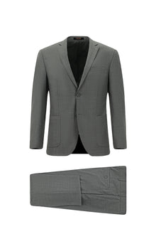 Orta Füme 7 Drop Super Slim Fit Eksra Dar Kesim Desenli Yünlü Tak?m Elbise-Abdullah Ki??l?