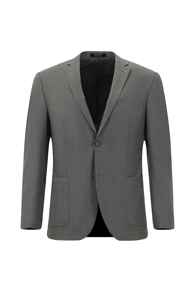 Orta Füme Super Slim Fit Ekstra Dar Kesim Desenli Yünlü Takım Elbise